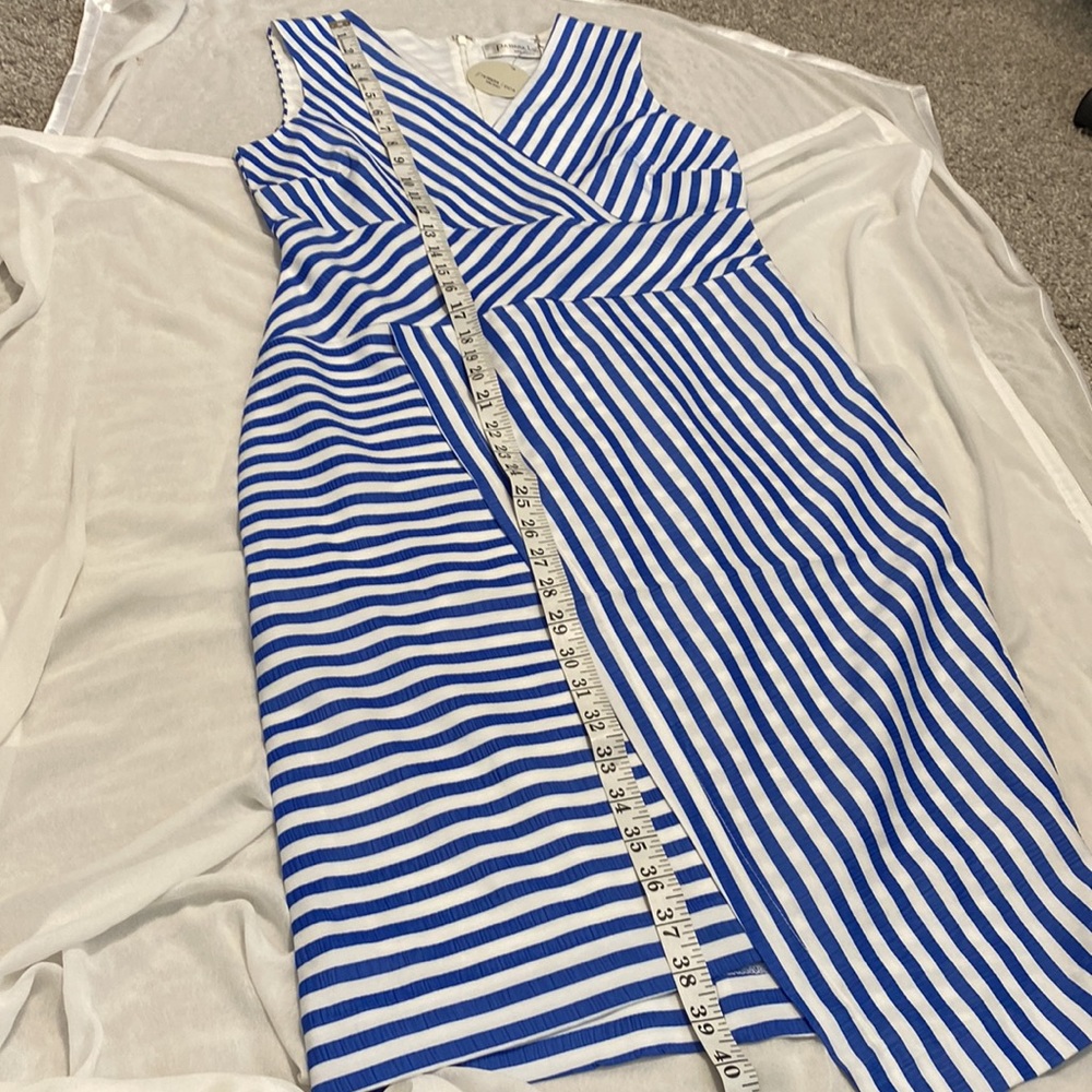 Patrizia luca milano dress blue white stripes sleeveless mid length Size M. New - Picture 5 of 15
